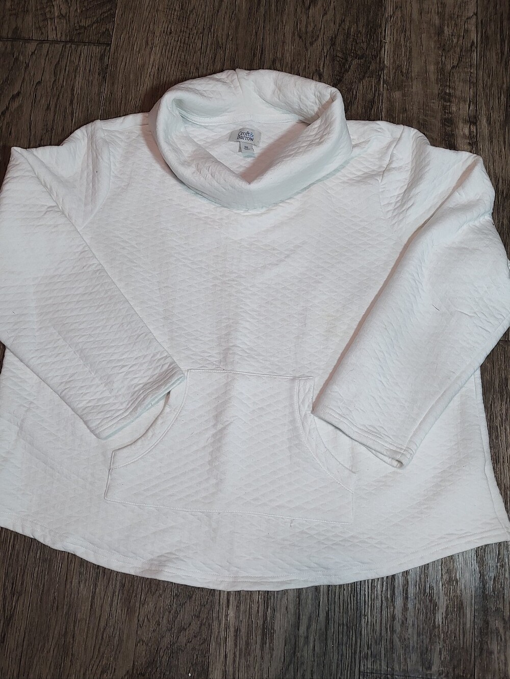Croft & Barrow White Quilted Turtleneck Pullover with Pocket Size XXL